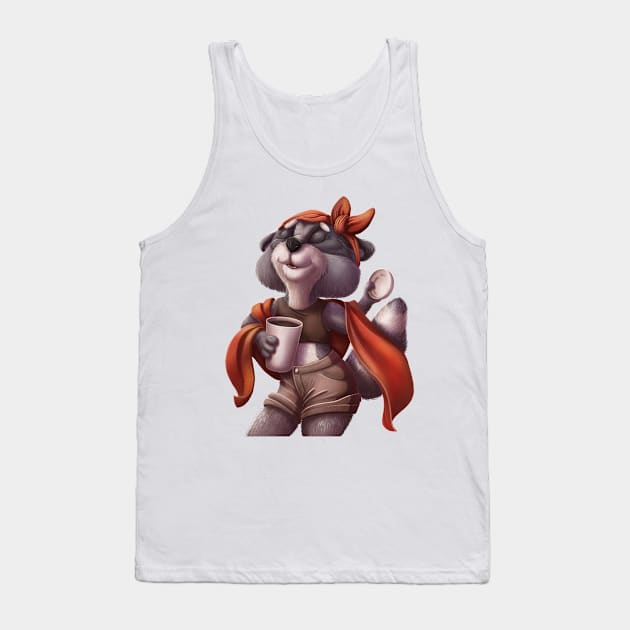 raccoon girl loves hot coffee Tank Top by KrisPlazun